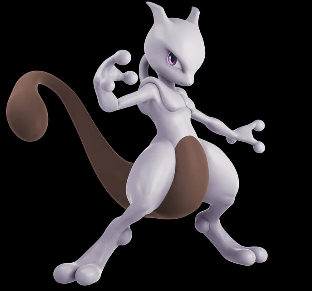 Mewtwo Pokemon Character Pose PNG with transparent background