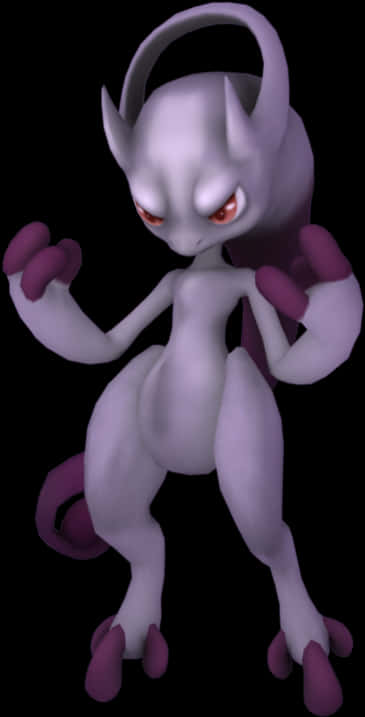 Mewtwo Pokemon Character Render PNG with transparent background