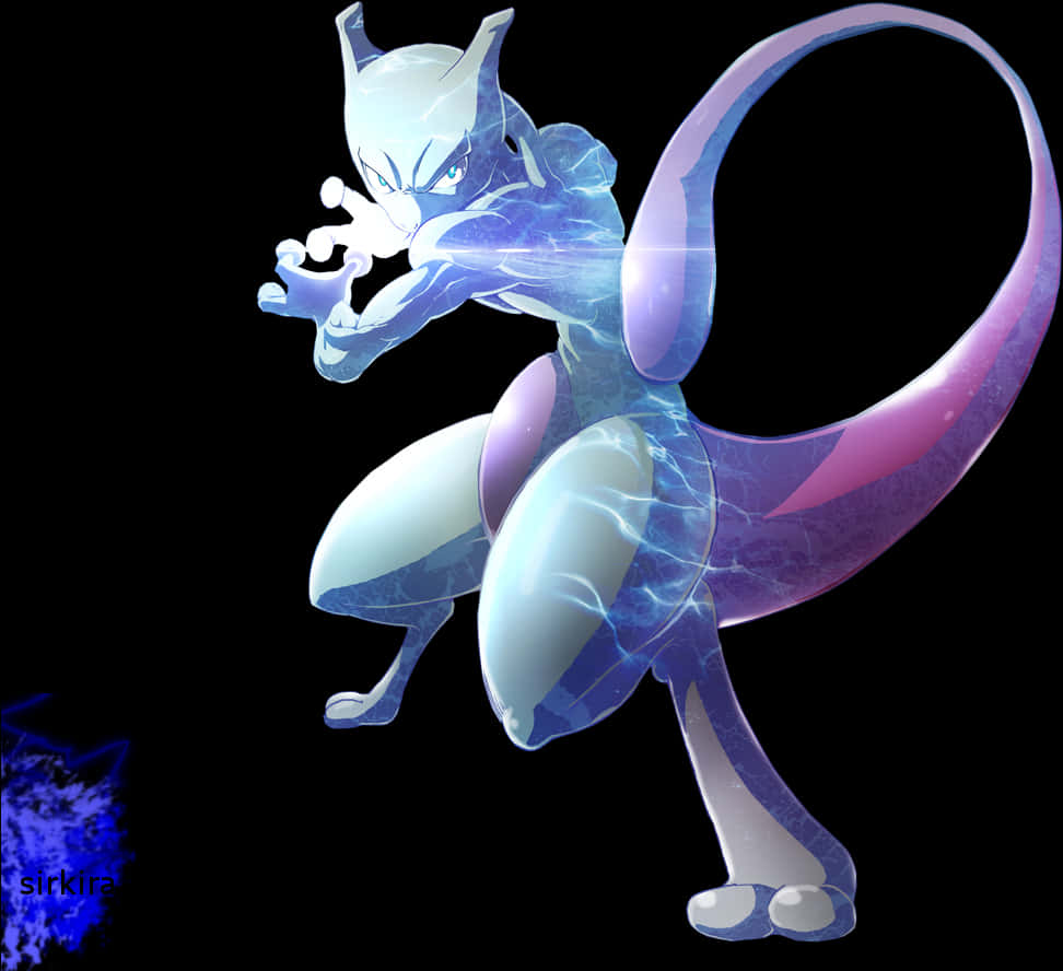 Mewtwo Power Stance PNG with transparent background