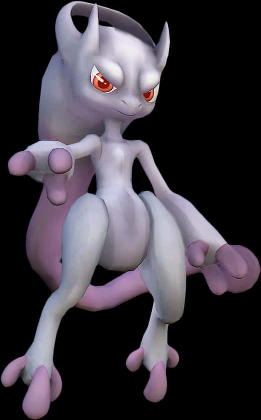 Mewtwo Powerful Psychic Pokemon PNG with transparent background