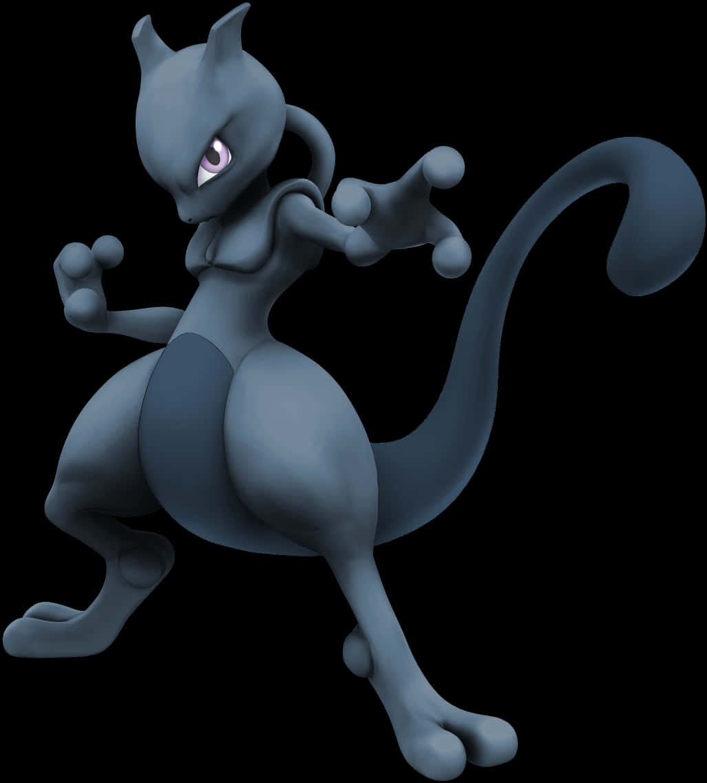 Mewtwo Powerful Psychic Pokemon PNG with transparent background