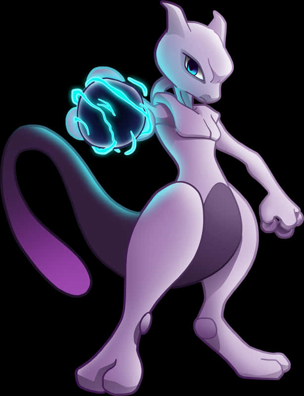 Mewtwo Psychic Power Pose PNG with transparent background