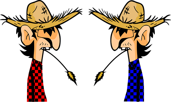 Mexican Standoff Cartoon Duel PNG with transparent background