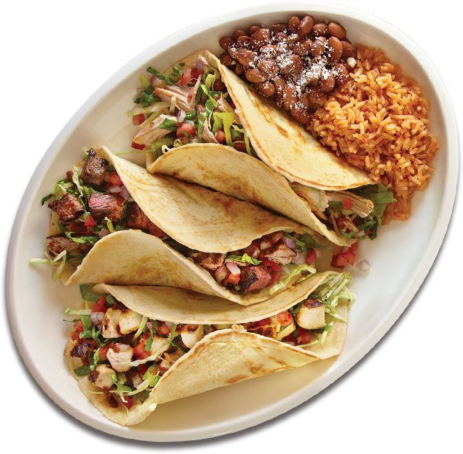 Mexican Tacos Platewith Riceand Beans