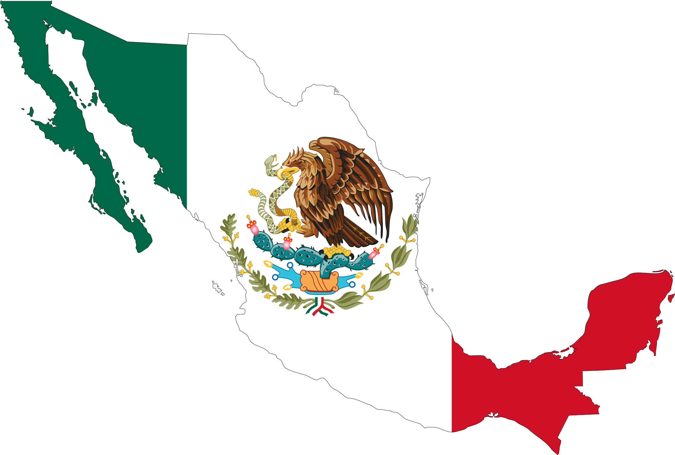 Mexico Flag Map Outline