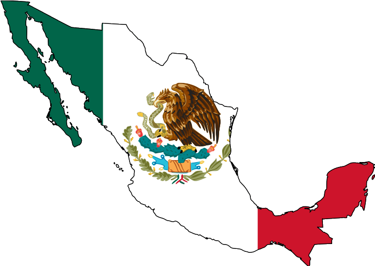 Mexico Mapwith Flag Design