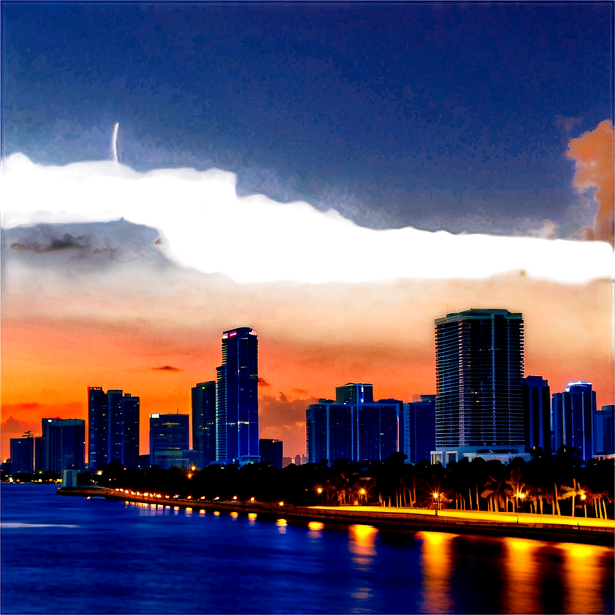 Miami Skyline During Twilight Png Tgp