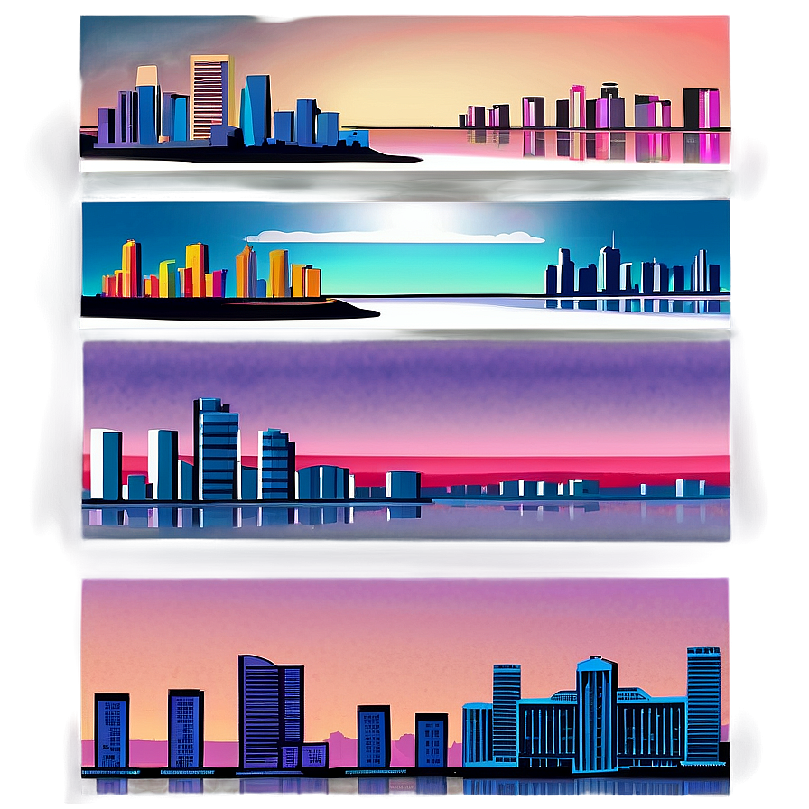 Miami Skyline In Pastel Colors Png 88