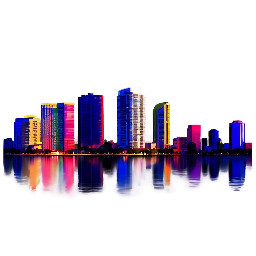 Miami Skyline Watercolor Effect Png 86