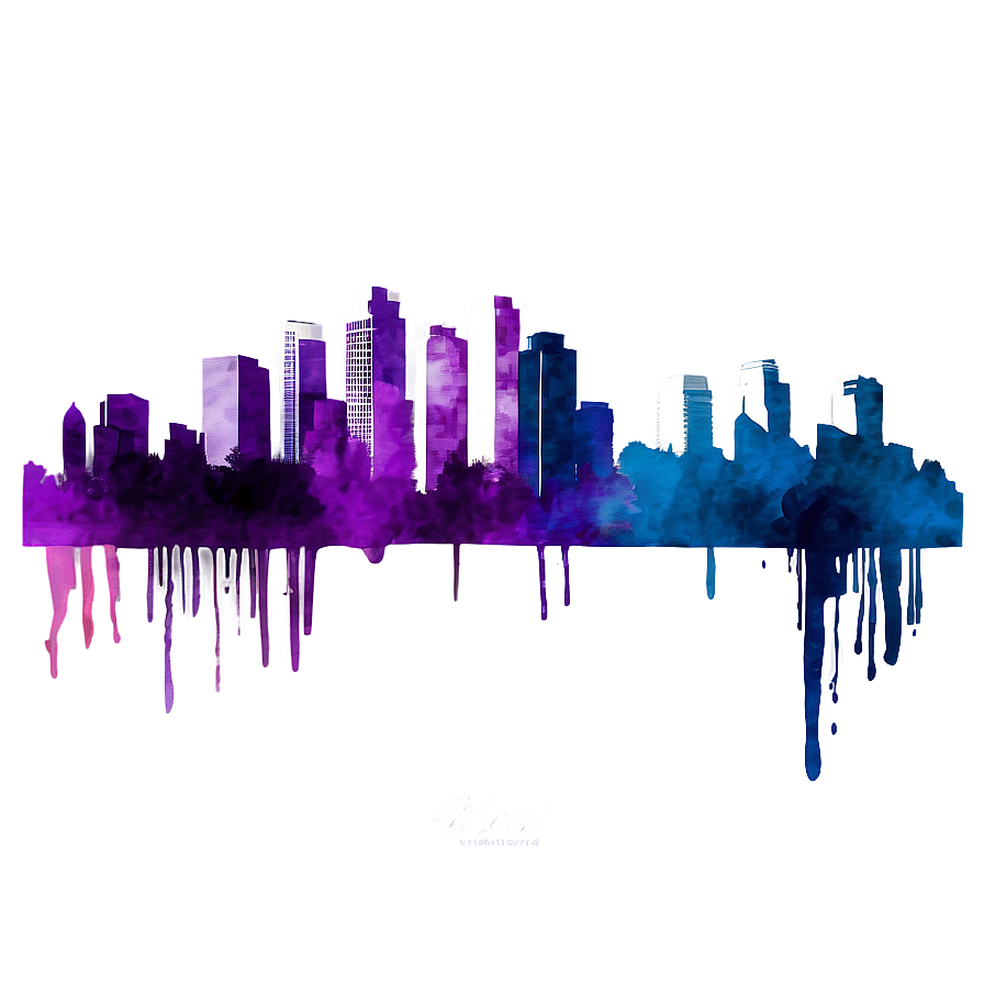 Miami Skyline Watercolor Effect Png Cxi