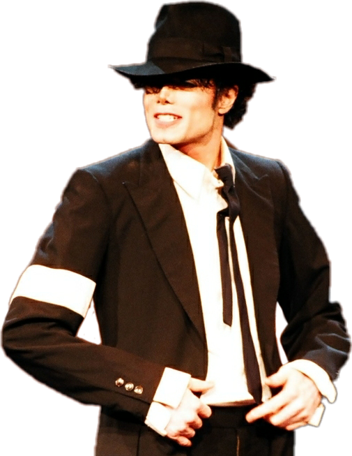 Michael Jackson Iconic Black Outfitand Fedora PNG with transparent background
