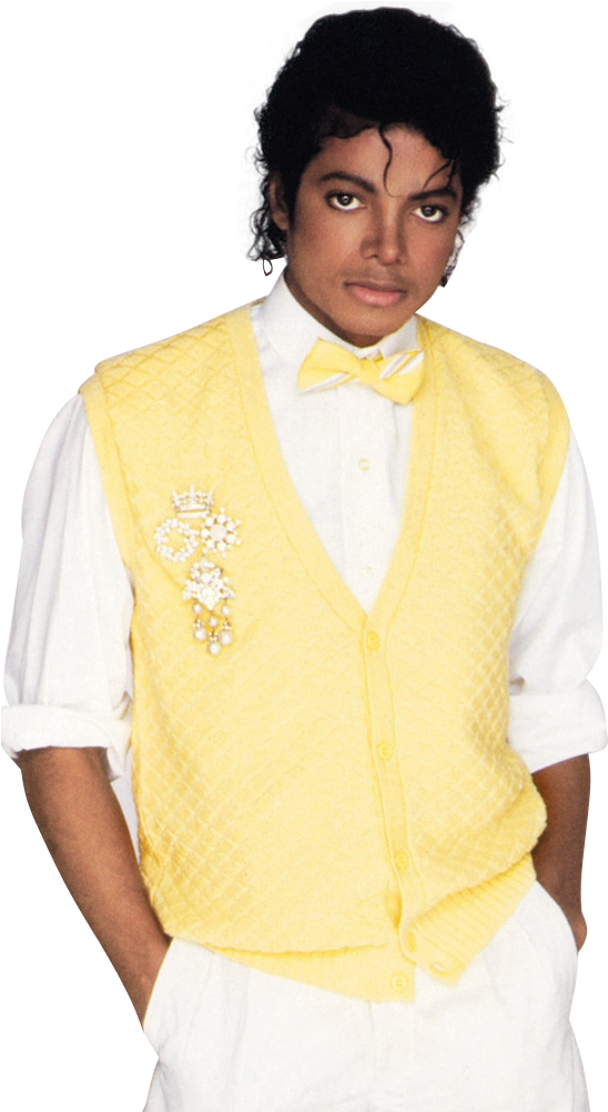 Michael Jackson Yellow Vest Portrait PNG with transparent background