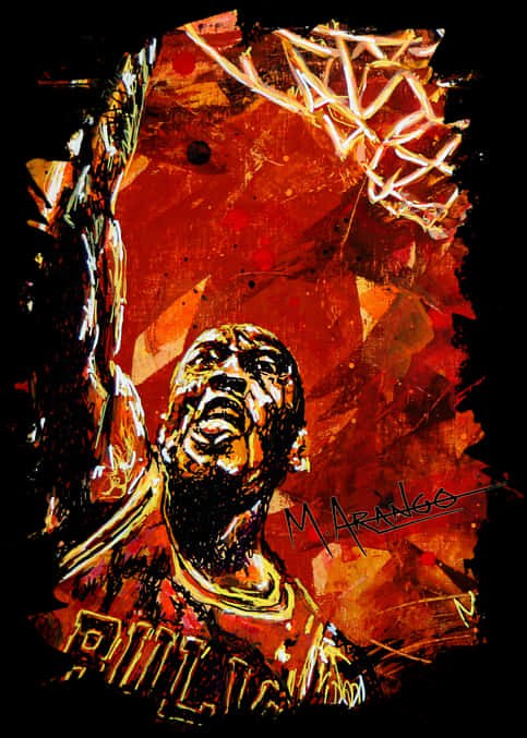Michael Jordan Artistic Basketball Legend PNG with transparent background