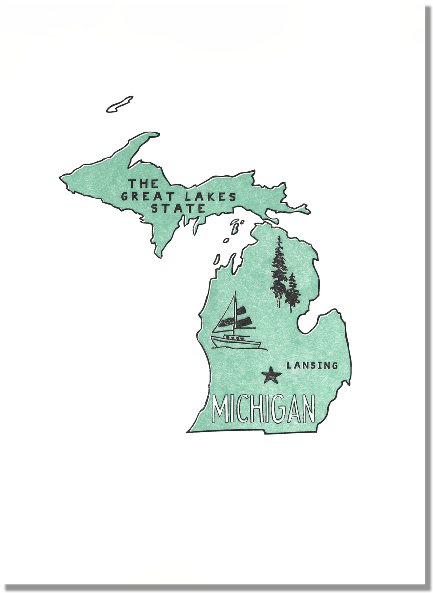 Michigan State Print - Map, HD Png Download PNG with transparent background