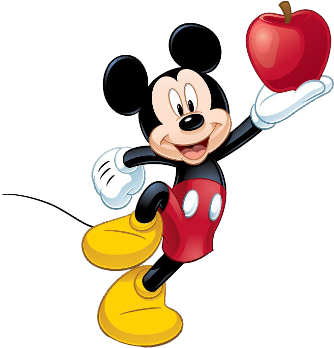 Mickey Mouse Holding Apple