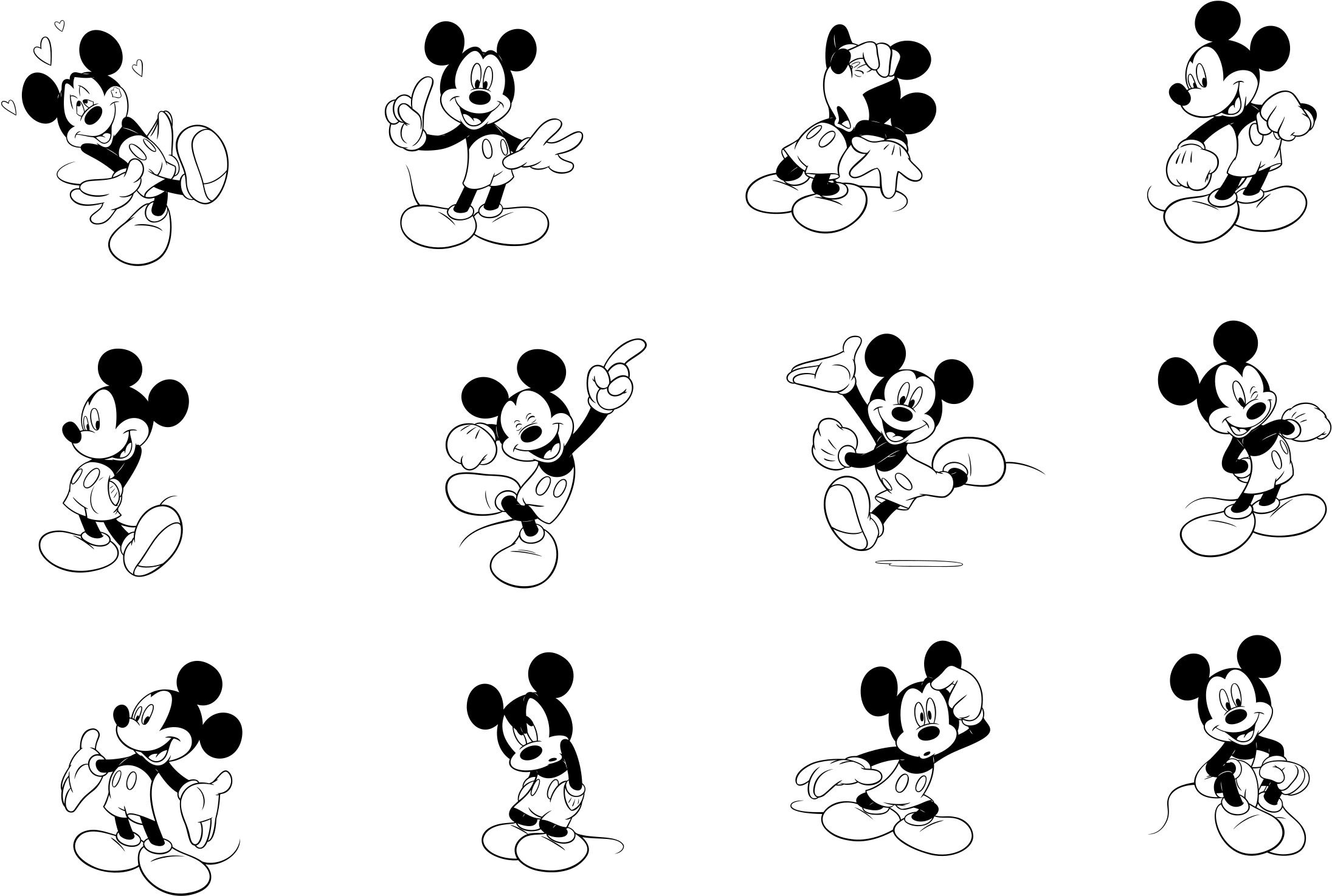 Mickey_ Mouse_ Various_ Poses_ Vector