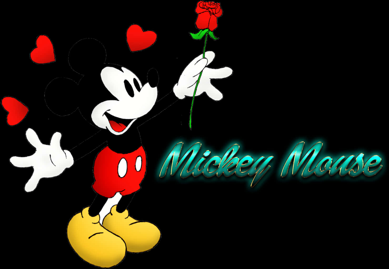 Mickey Mouse With Rose