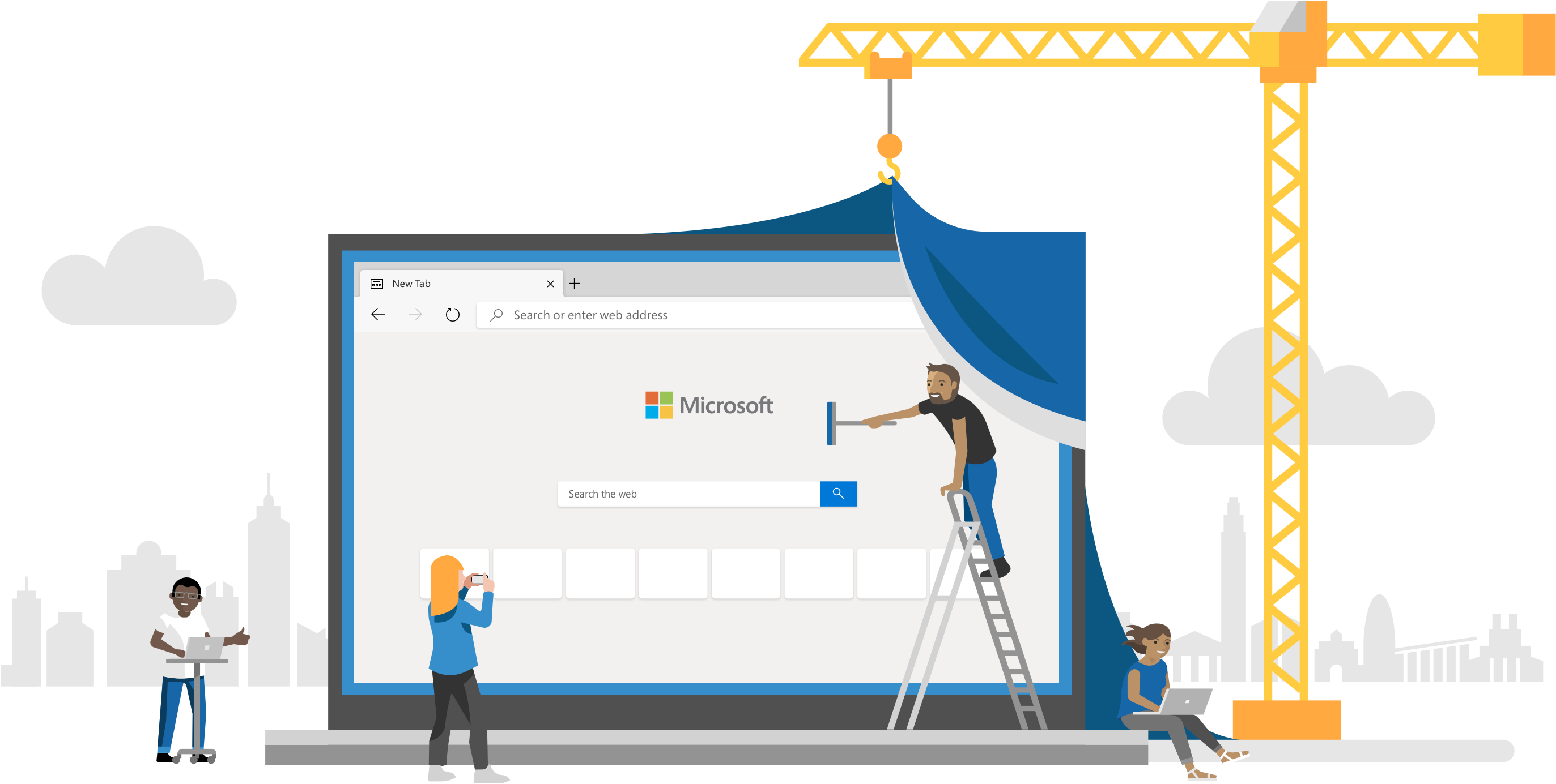 Microsoft Edge Browser Construction Illustration