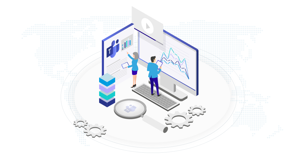 Microsoft Teams Analytics Dashboard Illustration PNG with transparent background