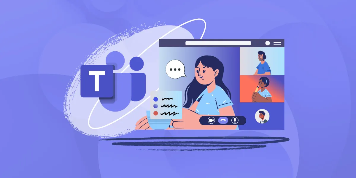 Microsoft Teams Virtual Meeting Illustration PNG with transparent background