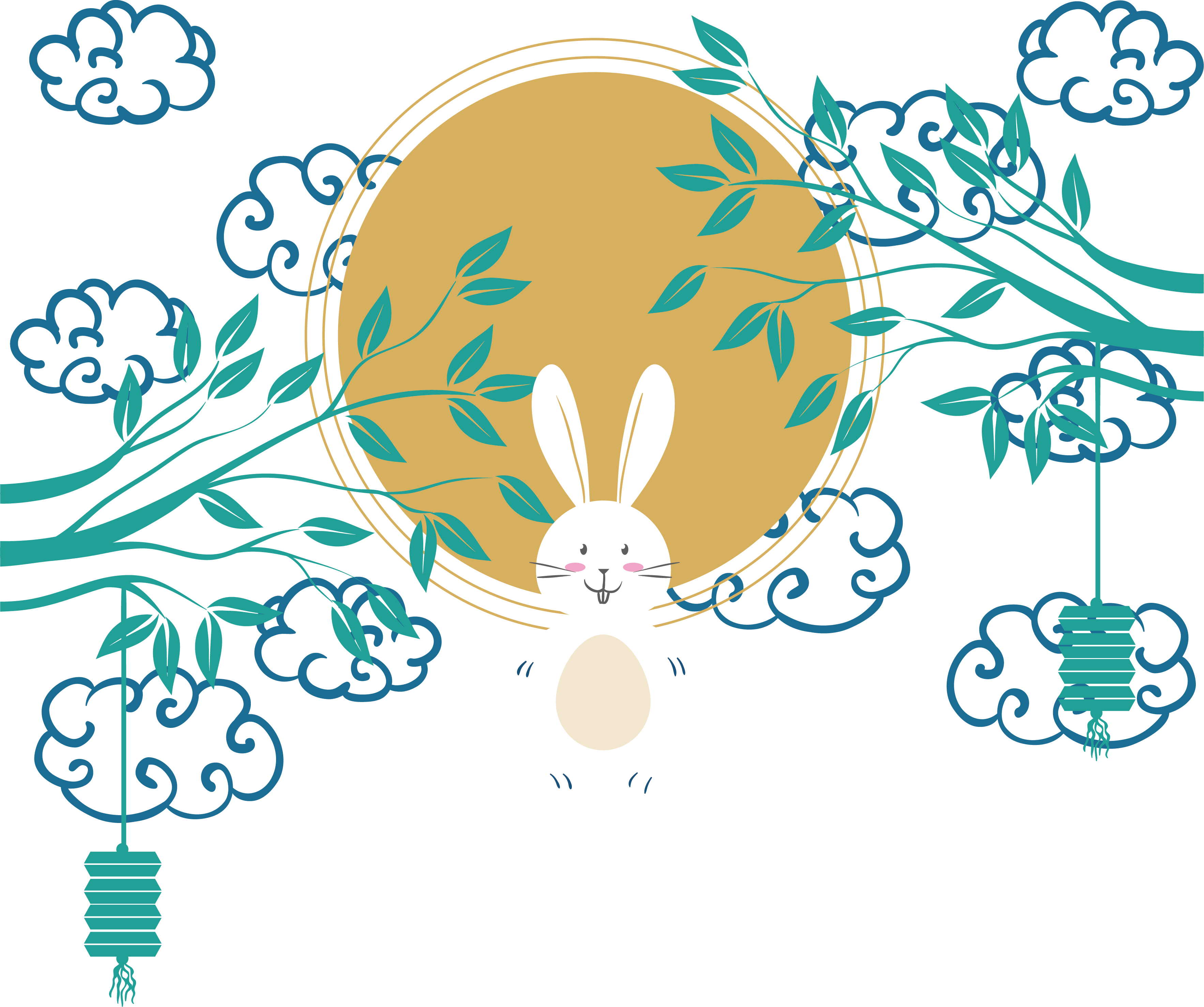 Mid Autumn Festival Rabbit PNG with transparent background