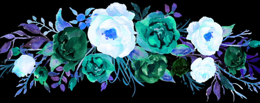 Midnight Floral Arrangement Watercolor