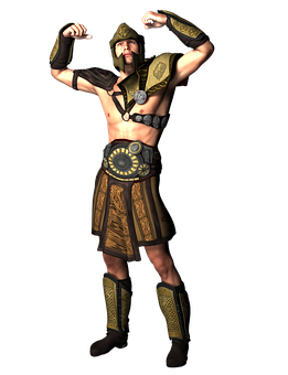 Mighty Spartan Warrior Flexing PNG with transparent background