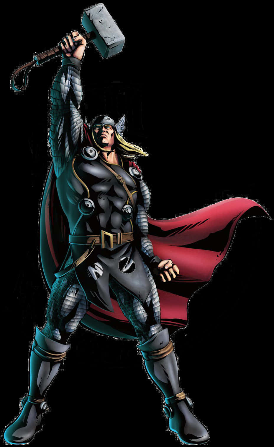 Mighty_ Thor_ Holding_ Mjolnir PNG with transparent background