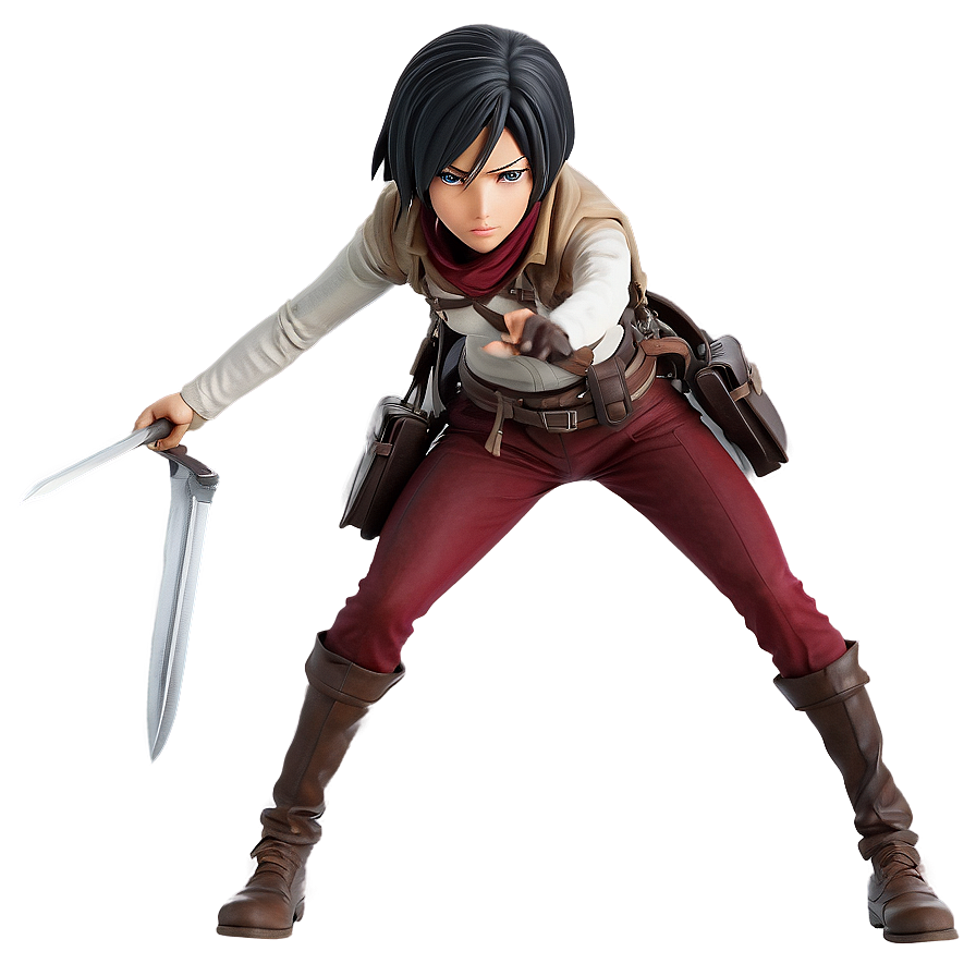 Mikasa Ackerman Action Pose PNG qql2 PNG with transparent background
