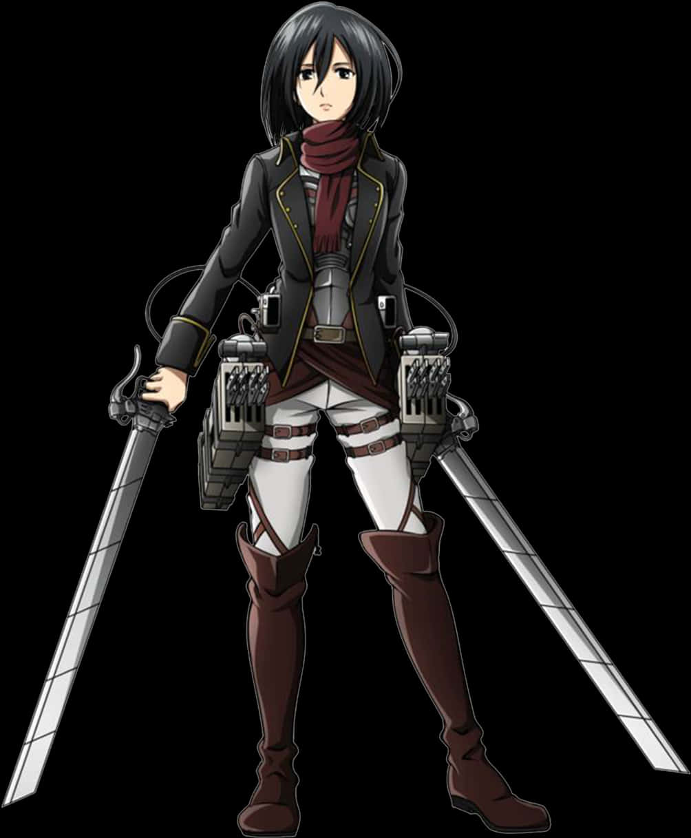 Mikasa Ackerman Attackon Titan PNG with transparent background