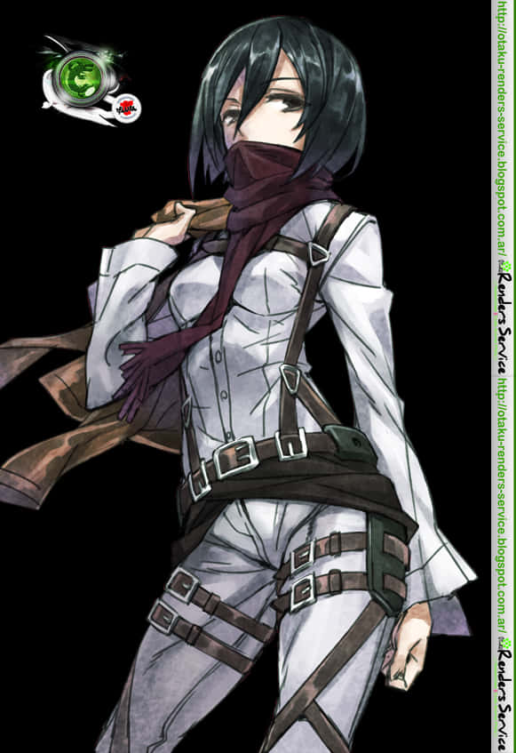 Mikasa Ackerman Attackon Titan Artwork PNG with transparent background