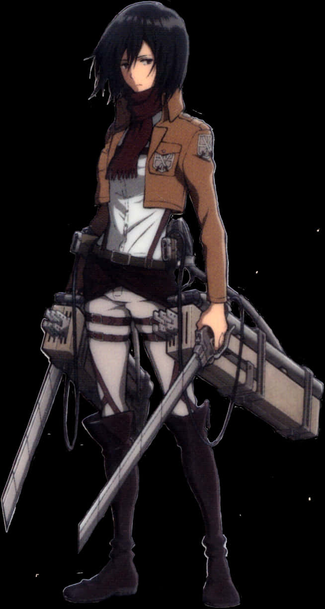 Mikasa Ackerman Attackon Titan Character PNG with transparent background