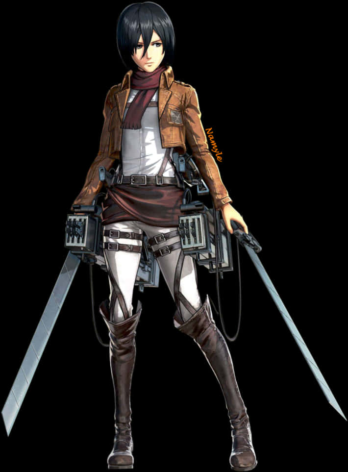 Mikasa Ackerman Attackon Titan Character PNG with transparent background