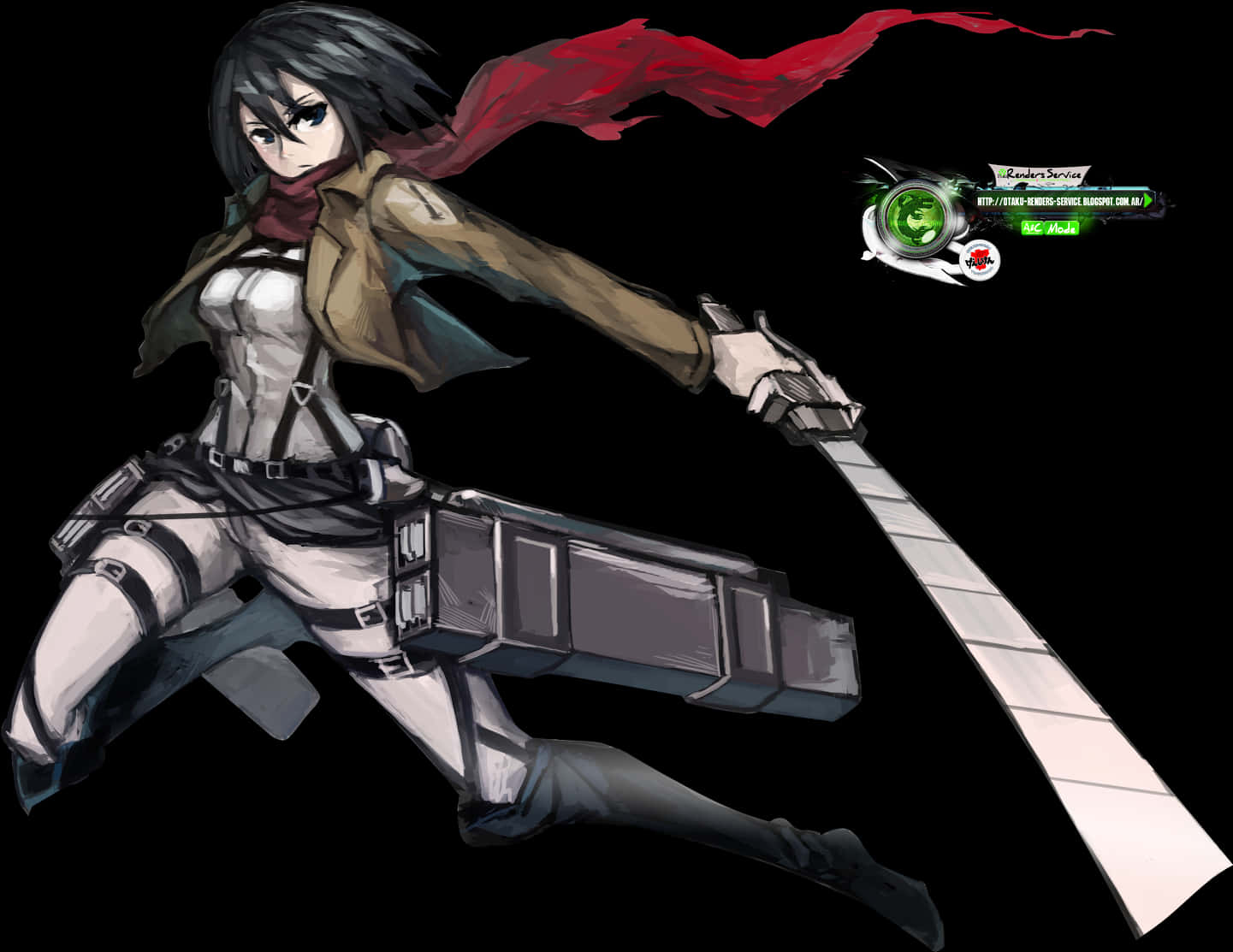 Mikasa Ackerman Attackon Titan PNG with transparent background