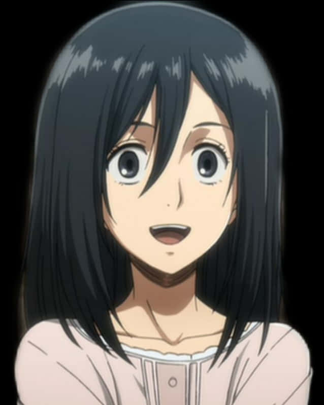 Mikasa Ackerman Surprised Expression Anime PNG with transparent background