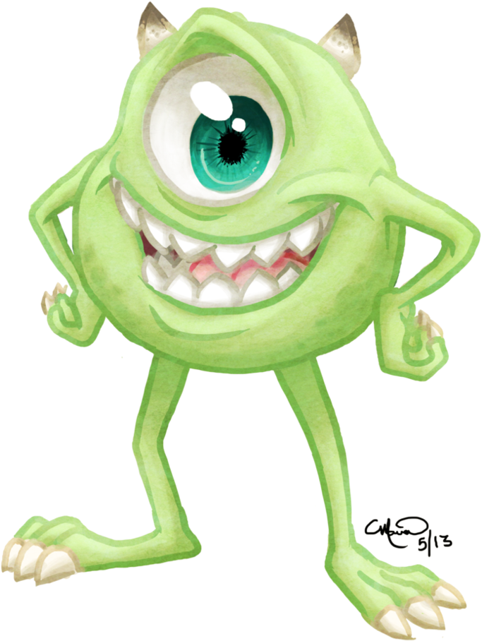Green Drawing Monsters Inc - Mike Wazowski, HD Png Download PNG with transparent background