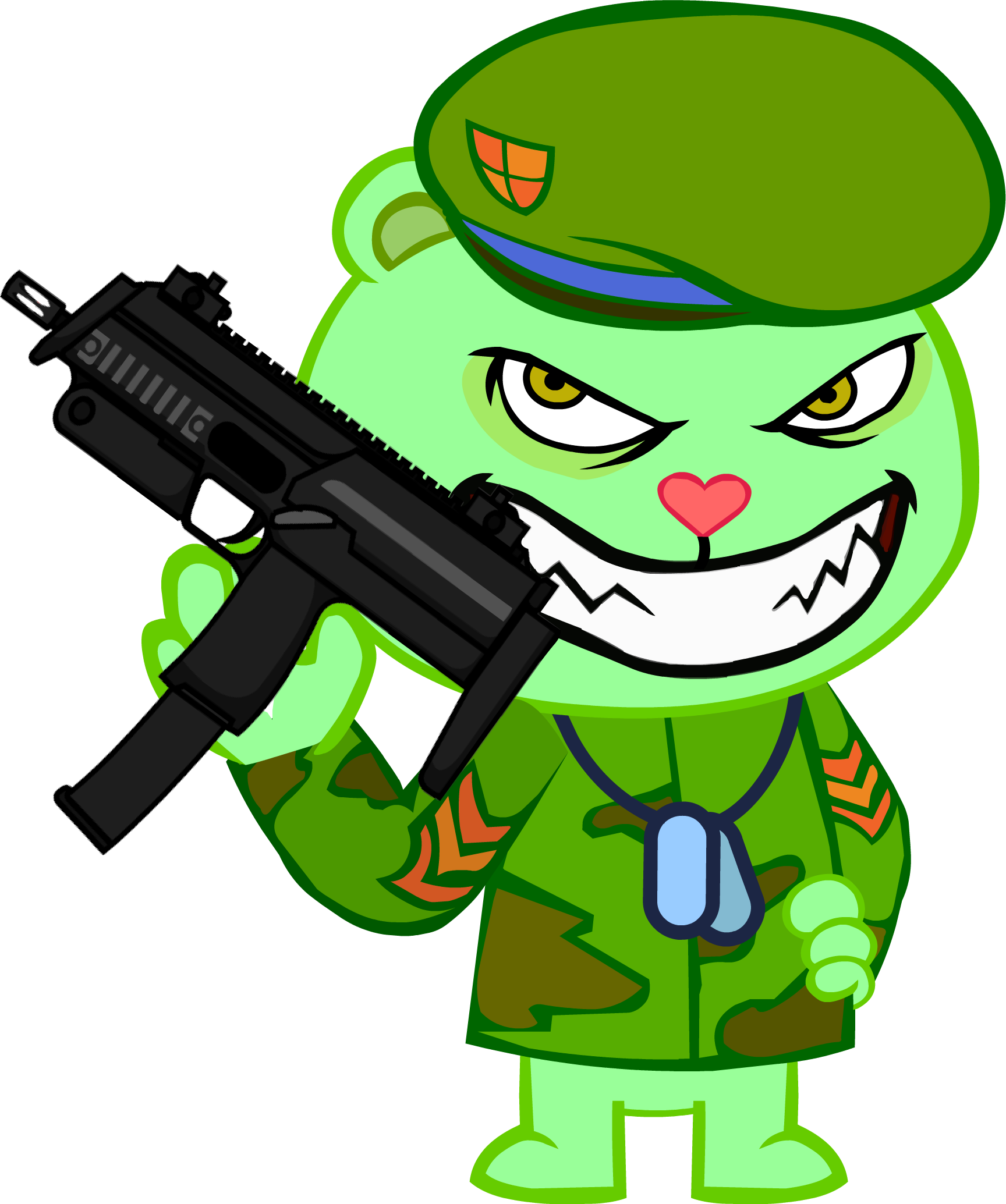 Militant Green Cartoon Character