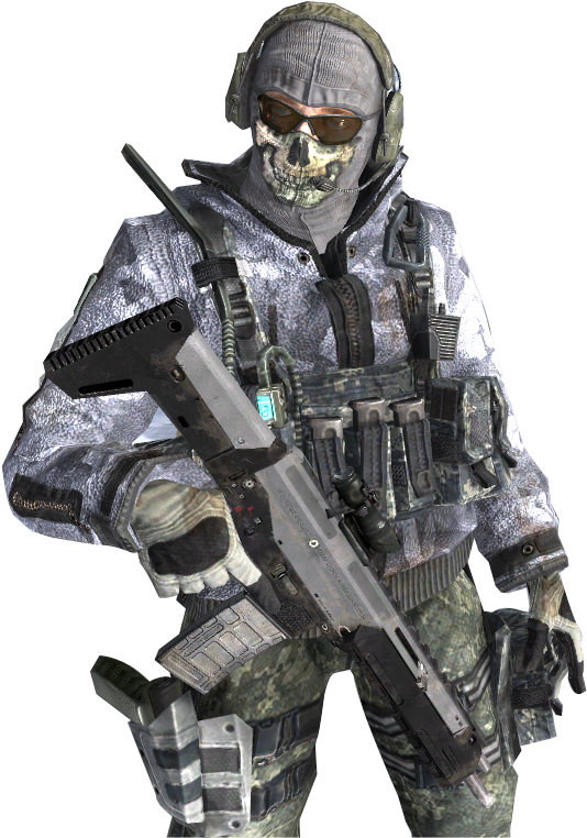 Military Game Characterwith Skull Maskand Gun