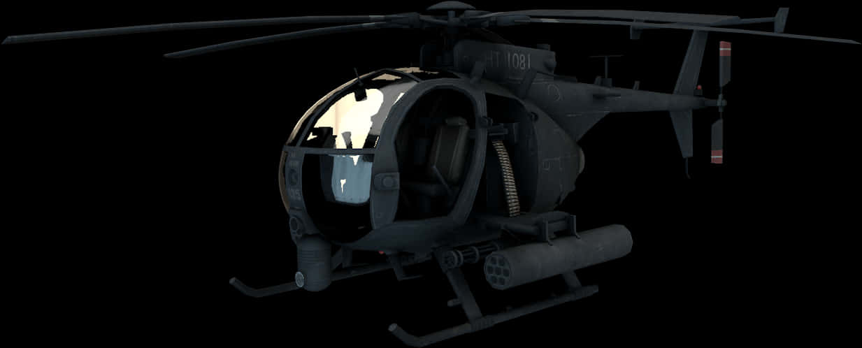 Military Helicopter Black Background