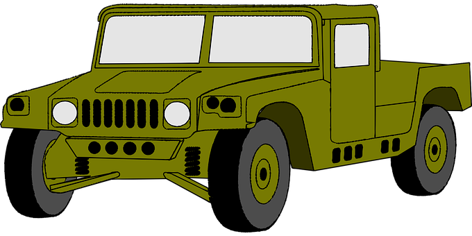 Military Jeep Illustration PNG with transparent background