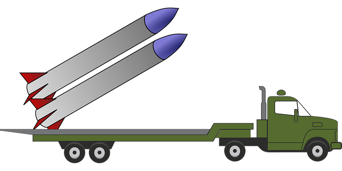 Military Missile Transport Truck PNG with transparent background