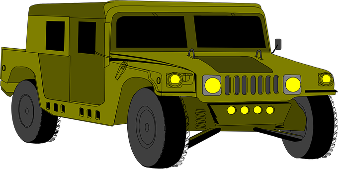 Military Style Jeep Illustration PNG with transparent background