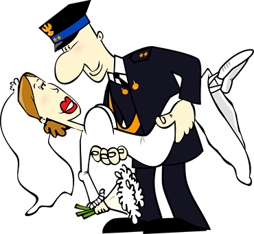 Military Wedding Cartoon Illustration PNG with transparent background