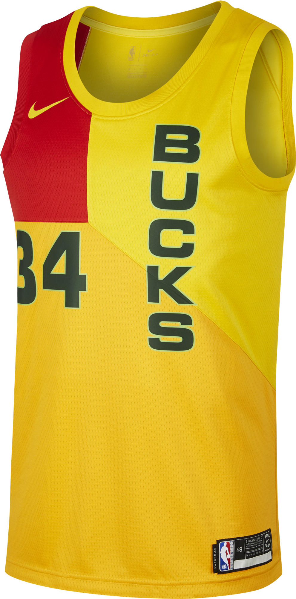 Milwaukee Basketball Jersey Number34 PNG with transparent background