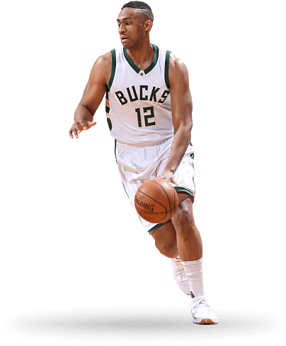 Milwaukee Bucks Basketball Player Dribbling PNG with transparent background