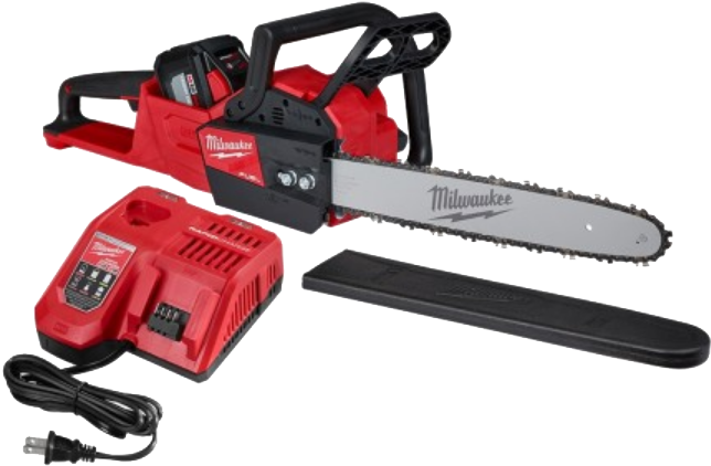 Milwaukee Cordless Chainsawand Battery Kit PNG with transparent background