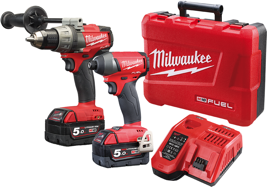 Milwaukee Cordless Drilland Battery Kit PNG with transparent background