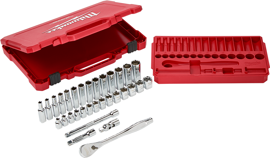 Milwaukee Socket Set Open Case PNG with transparent background