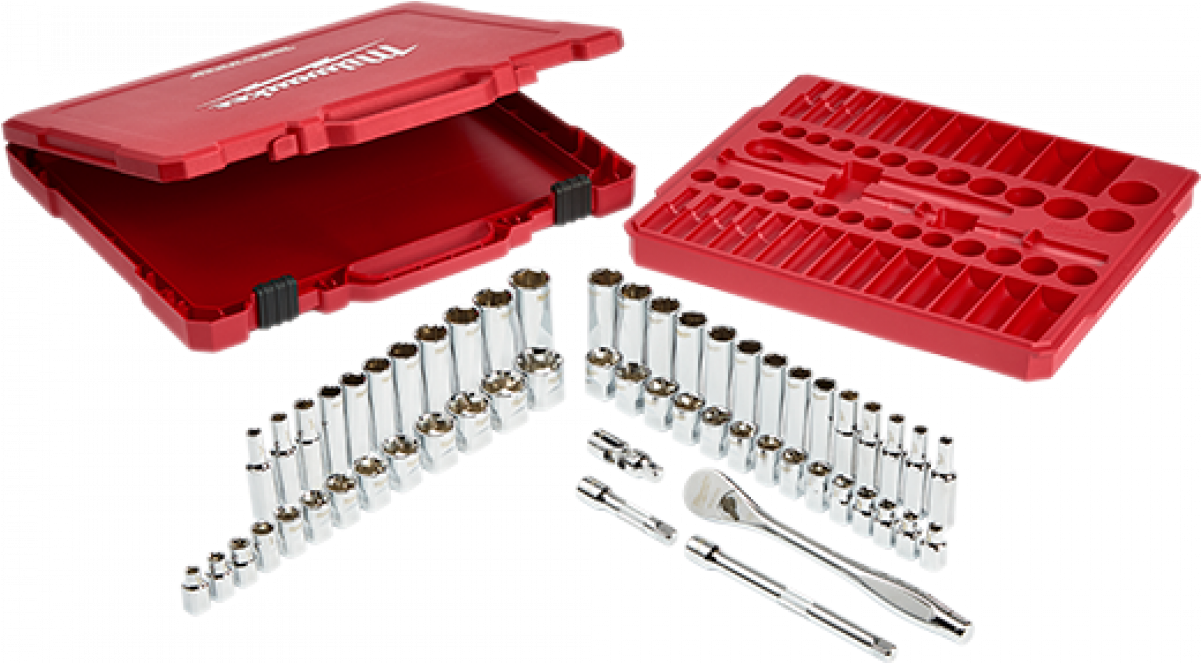 Milwaukee Socket Set Tool Collection PNG with transparent background