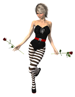 Mime Artist3 D Model With Roses